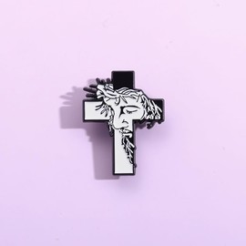 Christian Crucifix Enamel Pin Metal badge brooch Religious Symbol with Jesus Imag