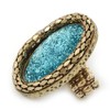 Statement Light Blue Glitter, Oval, Mesh Flex Ring In Burnt