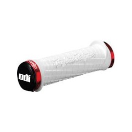 Troy Lee Designs LOCK ON Grips (White with Red Clamps) - Bicycle Handlebar Grip - Rubber, Plastic - Compatible with Bicycle, BMX, Hybrid