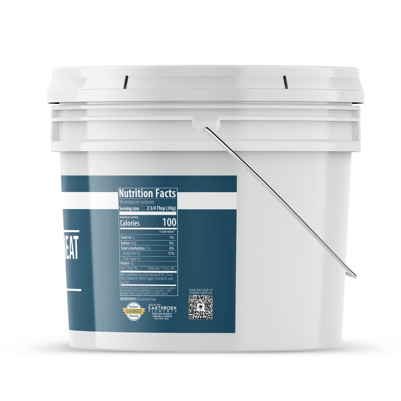 Earthborn Elements Buckwheat Flour 1 Gallon Bucket, Gluten-Free, Baking