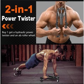 Chest Expander Arm Exercise Equipment,New Hydraulic Power Twister Spin Button 10 Gears Adjustable 22-440lbs,Thickened Carbon Steel, Handle Wear-Resistant Non-Slip PU Soft Rubber - Lens Color: Red