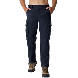 MOURCE Mens Travel Pants with Security Pockets - Side Adjustable Tactical Pants for Men Navy Blue