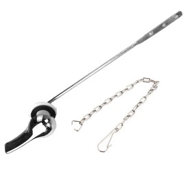 Much Hotter Universal Toilet Handle Tank Flush Lever Replacement - Front Mount, Chrome Finish with Stainless Steel Flapper Chains (Front)