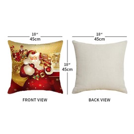 Anyingkai Set of 4 Christmas Cushion Covers, 45 x 45 cm, Christmas Cushion Covers, Christmas Decorative Cushion Covers, Christmas Cushion Covers, Christmas Pillow Covers