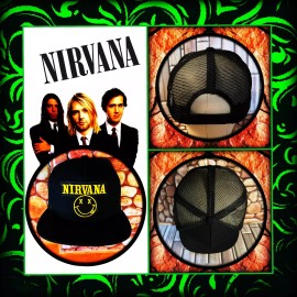 NIRVANA PATCHED BLACK SNAPBACK TRUCKER HAT