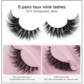 Wendyan 5Pairs of False Eyelash Extensions Cat Eye Slim Eyelashes Natural Eyelash Extension5-Pack Lightweight Long False Eyelashes Multi-Pack (DW1020-5Pair)