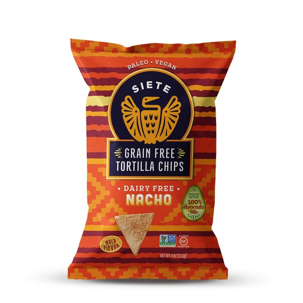Siete Nacho Grain Free Tortilla Chips, 4 oz bags, 6-Pack
