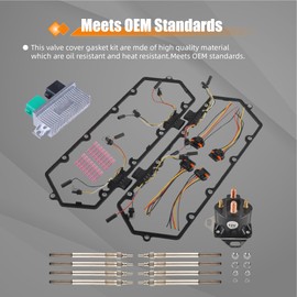 higehio 7.3L Valve Cover Gasket Kit with 8 Glow Plugs+Relay Solenoid+ Controller+4 Injector Glow Plug Harnesses Compatible with 1994-1997 Ford 7.3L Powerstroke Diesel