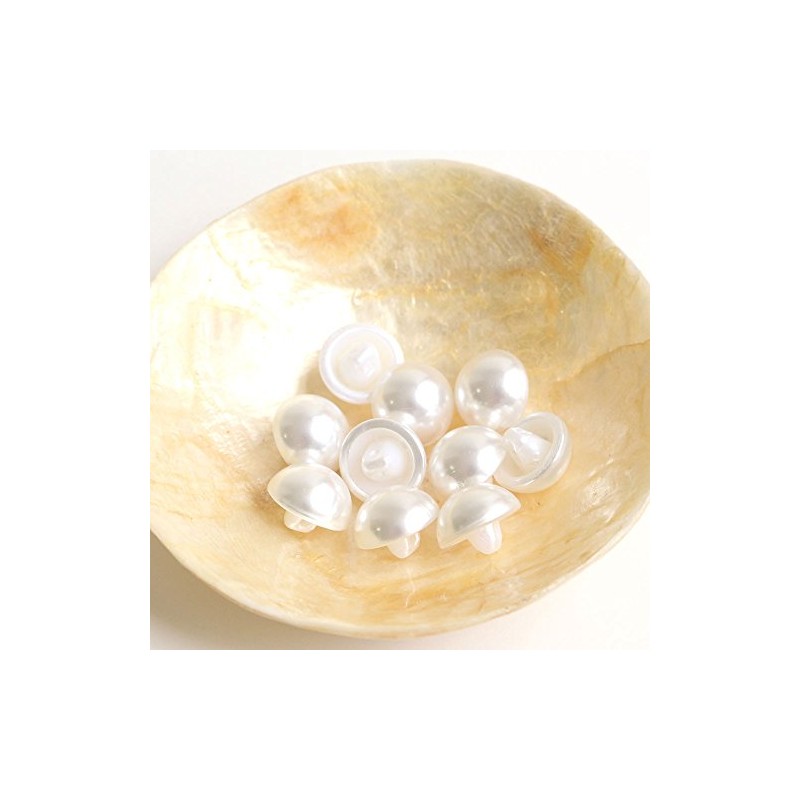NBK LW4493-10 Pearl Half-Round Buttons, 10 Pieces, φ0.4 inches (10