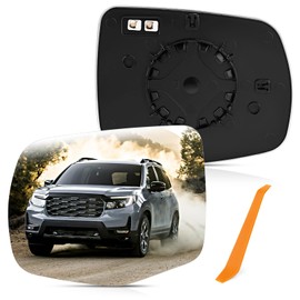 TOP-MAX Driver Side Mirror Glass Compatible with 2019-2025 Honda Passport, 2017-2025 Honda Ridgeline, 2017-2022 Honda Pilot, Left Side Heated Rearview Mirror Glass Replaces 76254T6ZA21, HO1324150