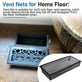 Floor Vent Screen Net, Floor Register Cover Trap, Air Vent Mesh Catcher for Home Floor Keeps Bugs, Coins, Pet Hair, Food Out. Floor Vent Trap (4 x 10 Inch/2 Pack)