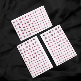 264PCS Rhinestone Stickers 3Sheets 5/7/10mm Self Adhesive Rhinestones Gems for Face Eyes Makeup Hair Body Festival Bling Jewels for Crafts Home Decor Scrapbooking Embellishments(Pink)