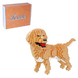 Larcele Mini Building Blocks Animal Set, DIY Micro 3D Building Toy Bricks,824pcs KLJM-05 (Golden Retriever)