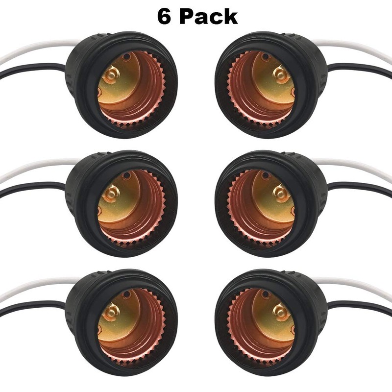 New orange heart Waterproof Lamp Socket, 6 Pack Black Pigtail