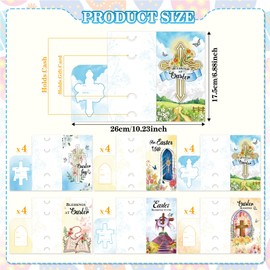 DPKOW Easter Money Wallets Religious Easter Greeting Cards with Envelope and Stickers,Easter Cards Multipack for Cash Gift Easter Cards religious for Kid Family,24 Pieces