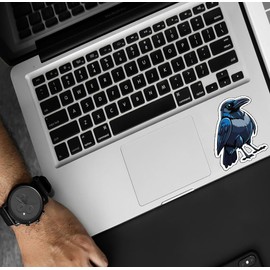 Set of 2 - Blue Raven Bird Vinyl Die-Cut Sticker Decal, Waterproof Decorative Design,Crow Sticker,SUV, Van, Window, Bumper, Wall, Laptop, Tablet, Cup,Tumbler Or Any Smooth Surface
