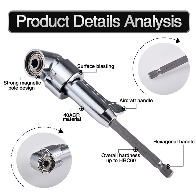 HOHXEN 105° Angle Wrench, 105 Degree Right Angle Drill Adapter