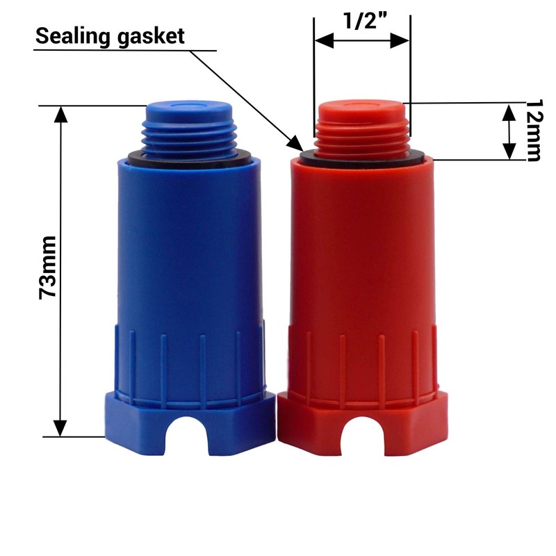 SKIR'CO (2 pcs) Construction Plugs 1/2", Red and Blue Plastic