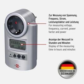 Brennenstuhl Primera-Line energy meter PM 231 E (ammeter with child protection, energy cost device with 2 individually adjustable electricity tariffs)