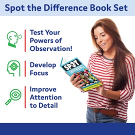 Spot The Difference Puzzle Books, Pack of 4 Picture Puzzle Books for Adults and Kids with Over 65 Picture Puzzles, Train Your Brain with Fun Puzzle Activities for All Age