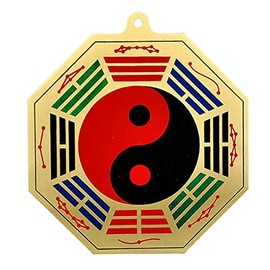 Feng Shui Brass Bagua Tiger Protects Homestead, Eliminates Misfortune Tai Chi Eight Trigrams Home Decoration(Tai Chi, 5.7IN)