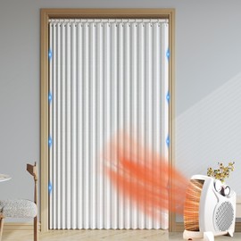 Haoyunll Insulated Folding Magnetic Door Curtain, Invisible Accordion Door Window Curtains for Front Door, Living Room, Closet, Bedroom, 220gsm, White, 31" x 71"