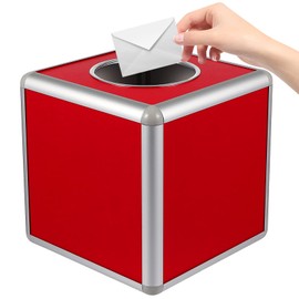 Toyvian Red Lottery Box, Raffle Ticket Box Lucky Box Square Storage Box Raffle Ticket Container Raffle Balls Boxes for Tickets, Vote Box Donation Boxes for Fundraising