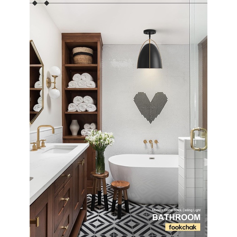 FookChak Black Dome Pendant Light 10in Kitchen Island Pendant Lighting