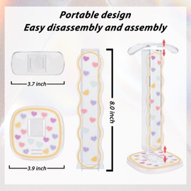 DiyGody Headphone Stand Gaming Headset Holder for Desk,Clear Love Hearts Pattern Cellphone Stand Earphone Stand Desk Accessories for All Headphones Size