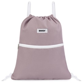WANDF Drawstring Backpack String Bag Sackpack Cinch Water Resistant Nylon for Gym Shopping Sport Yoga (Pink)