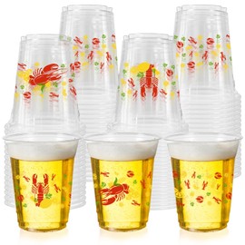 50 Pack 12oz Crawfish Boil Cups, Clear Crawfish Disposable Clear Plastic Cups for Lobster Seafood Birthday Baby Shower Crayfish Crab Seafood Boil Party Beer Beverage Ice Cream Snacks Decoration