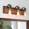 GEPOW Farmhouse Bathroom Vanity Light, 3-Light Wood Wall Light with