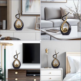 PlivBloom Gold Black Modern Sculpture Table Decorations, Ceramic Knick Knacks Statues for Living Room Decor, Tv Stand and Desk Decor, Suitable for Coffee Tables and Shelf Decorations, Great Gift Idea