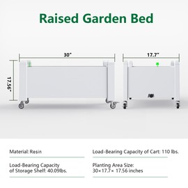 EasyUp Horticulture Garden Bed with Legs, Divisible Resin Planter Box for Backyard, Patio, Balcony, with 4 Legs, 4 Swivel Lockable Wheels