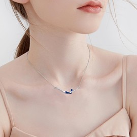 YFN Swimming Necklace Sterling Silver Swim Pendant Necklace Blue Swimming Jewelry for Women Girls Swimming Gifts for Swimmers