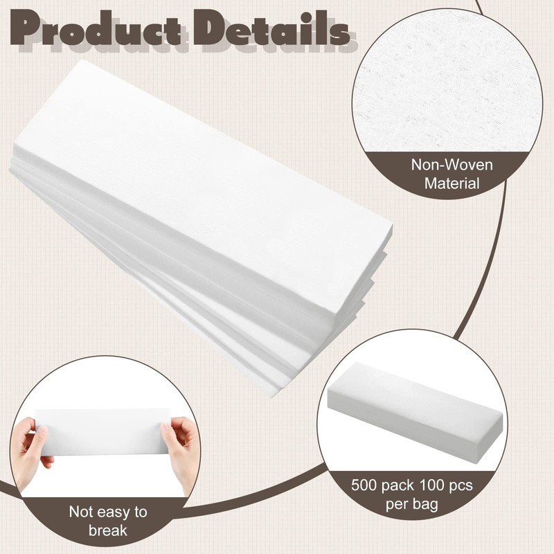 500 Pack Non Woven Wax Strips for Body and Facial