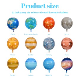 WOUYTPE 12 Stück Weltraum Kindergeburtstag Ballons, Weltraum Luftballons, 4d Planeten Luftballons, Geeignet für Kindergeburtstags-Themenpartys Wie Z. B. Galaxy (Umweltfreundlich und Langlebig)