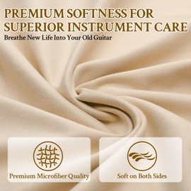 4-Pack Ultrafine Fiber Guitar Cleaning Cloths, 3 Sizes Quick Clean Polish Kit for Guitar, Piano, Trumpet, Saxophone, Professional Grade Instrument Care for Enthusiasts (1x10*10" 2x12*12" 1x12*16")