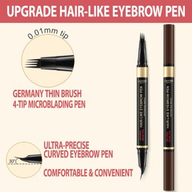 LAVONE Eyebrow Pen, 2-in-1 Eyebrow Pencils for Women with 4 Tip Microblading Eyebrow Pencil and Curved Precise Brow Pencil, Waterproof Eyebrow Pencil Create Full, Natural Hair-Like Brows, Black Brown