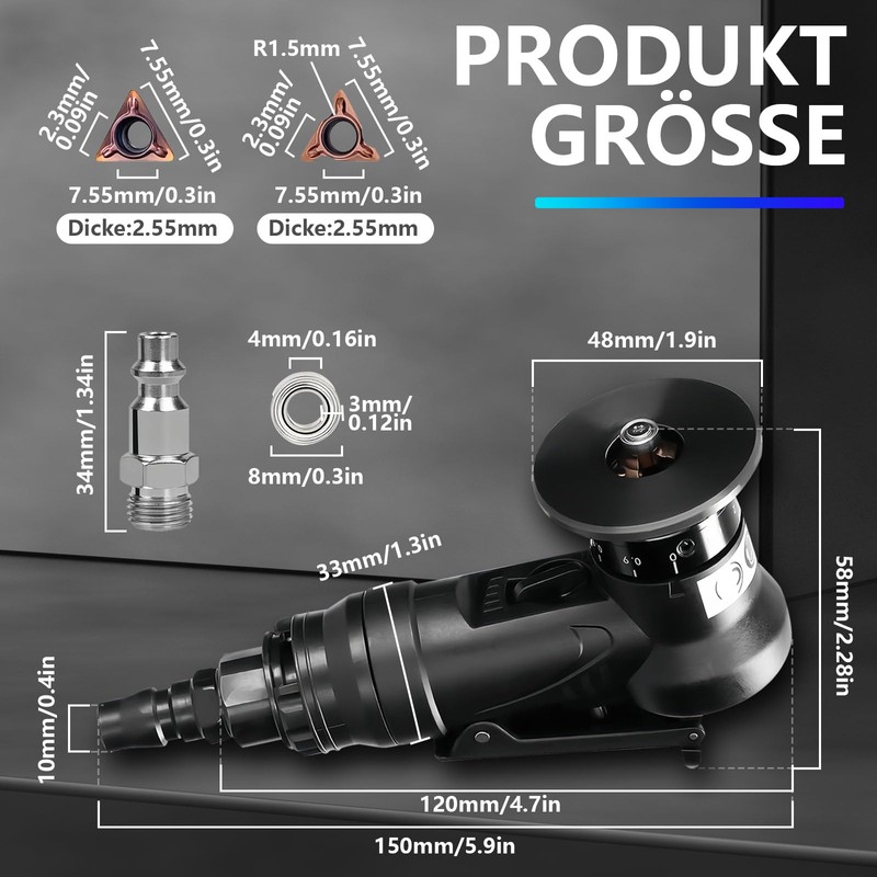 Fuikupe Pneumatic Chamfering Machine Mini Air Chamfer Tool Handheld 45°