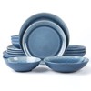 Arora FAIT Round Stoneware 16pc Double Bowl Dinnerware Set for