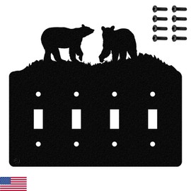 BLACK BEARS QUADRUPLE LIGHT SWITCH PLATE COVER