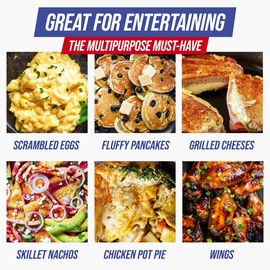 Blue Diamond 7QT 5-in-1 Extra Large Electric Skillet, Healthy Ceramic Nonstick Interior, Non-Toxic PFAS-Free, Temperature Control, Stay Cool Handles, Easy Clean, Graphite