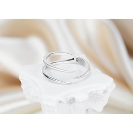 AeraVida Contemporary Double Banded .925 Sterling Silver Wraparound Ring | Minimalist Line Silver Ring for Women | Everyday Wear Casual Ring for All Occasion | Anniversary Jewelry Gift | Size (7)