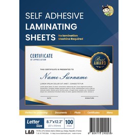 No Heat Laminating Sheets Self Sealing 8.5 x 11 Inch, 20 Pack, 4mil Thickness, Transparent, No Machine Self Adhesive Laminating Sheets, Protect documents and Photos [Letter Size] by HA SHI