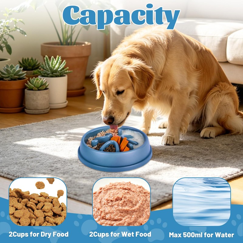 Slow Feeder Dog Bowl, Anti Choke Slow Eat Dog Bowl