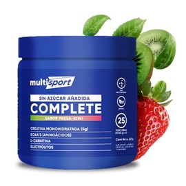 Creatina Monohidratada con Pre Entreno + L Carnitina + Electrolitos + BCAAs | Formula de Alta Pureza sin Azúcar, Vegan, Keto | MultiSport Complete 25 Porciones (275g, Fresa Kiwi)