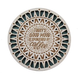 History & Heraldry Woodcuts Sentiment Wooden Coaster Gift Idea Coffee Good Mood