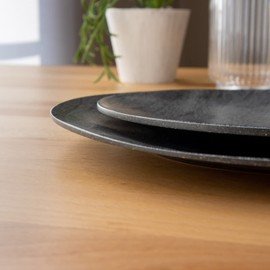 Abode Homewares Design TT21825776 Ethical Unbreakable Tableware, BPA Free, Blackened Wood, Medium Plate, Salad Plate, Steak Plate, Approx. 8.7 inches (22 cm), Safe for Kids, Cafe Tableware