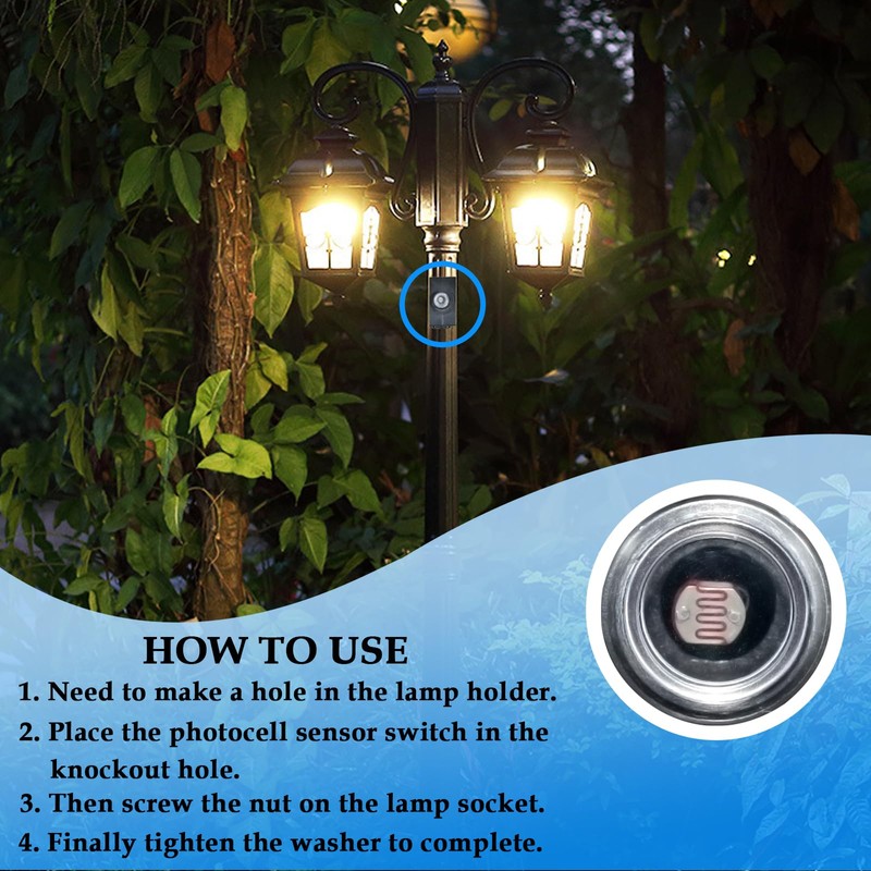 ZDRU 2Pcs Hard-Wired Post Eye Light Control Sensor, 100-277V Auto